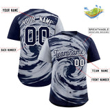 Custom Silver Navy Swirl Graffiti Pattern Authentic Baseball Jersey