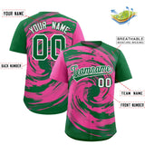 Custom Pink Kelly Green Swirl Graffiti Pattern Authentic Baseball Jersey