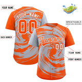 Custom Silver Orange Swirl Graffiti Pattern Authentic Baseball Jersey