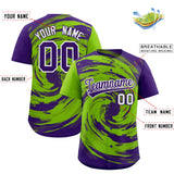 Custom Neon Green Purple Swirl Graffiti Pattern Authentic Baseball Jersey