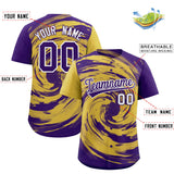 Custom Old Gold Purple Swirl Graffiti Pattern Authentic Baseball Jersey