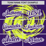 Custom Green Purple Swirl Graffiti Pattern Authentic Baseball Jersey