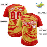 Custom Old Gold Red Swirl Graffiti Pattern Authentic Baseball Jersey