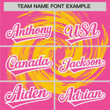 Custom Gold Pink Swirl Graffiti Pattern Authentic Baseball Jersey