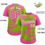 Custom Neon Green Pink Swirl Graffiti Pattern Authentic Baseball Jersey