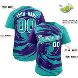Custom Purple Aqua Swirl Graffiti Pattern Authentic Baseball Jersey