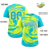 Custom Green Sky Blue Swirl Graffiti Pattern Authentic Baseball Jersey
