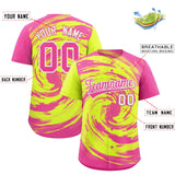 Custom Green Pink Swirl Graffiti Pattern Authentic Baseball Jersey