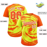 Custom Green Orange Swirl Graffiti Pattern Authentic Baseball Jersey