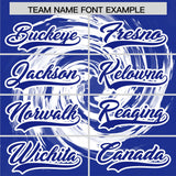 Custom White Royal Swirl Graffiti Pattern Authentic Baseball Jersey