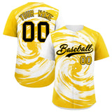 Custom White Gold Swirl Graffiti Pattern Authentic Baseball Jersey