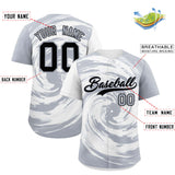 Custom White Silver Swirl Graffiti Pattern Authentic Baseball Jersey