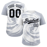 Custom White Silver Swirl Graffiti Pattern Authentic Baseball Jersey