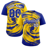 Custom Gold Royal Swirl Graffiti Pattern Authentic Baseball Jersey