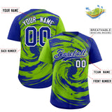 Custom Neon Green Royal Swirl Graffiti Pattern Authentic Baseball Jersey