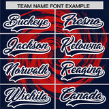 Custom Red Navy Swirl Graffiti Pattern Authentic Baseball Jersey