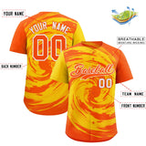 Custom Gold Orange Swirl Graffiti Pattern Authentic Baseball Jersey