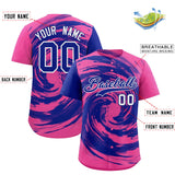 Custom Royal Pink Swirl Graffiti Pattern Authentic Baseball Jersey
