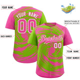 Custom Neon Green Pink Swirl Graffiti Pattern Authentic Baseball Jersey