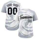 Custom White Silver Swirl Graffiti Pattern Authentic Baseball Jersey