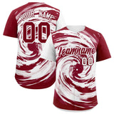Custom White Crimson Swirl Graffiti Pattern Authentic Baseball Jersey