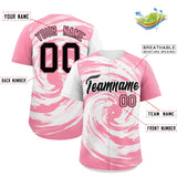 Custom White Light Pink Swirl Graffiti Pattern Authentic Baseball Jersey