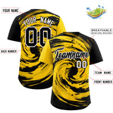 Custom Gold Black Swirl Graffiti Pattern Authentic Baseball Jersey