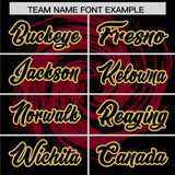 Custom Crimson Black Swirl Graffiti Pattern Authentic Baseball Jersey