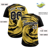Custom Old Gold Black Swirl Graffiti Pattern Authentic Baseball Jersey