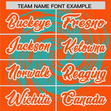 Custom Aqua Orange Swirl Graffiti Pattern Authentic Baseball Jersey