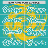 Custom Gold Aqua Swirl Graffiti Pattern Authentic Baseball Jersey