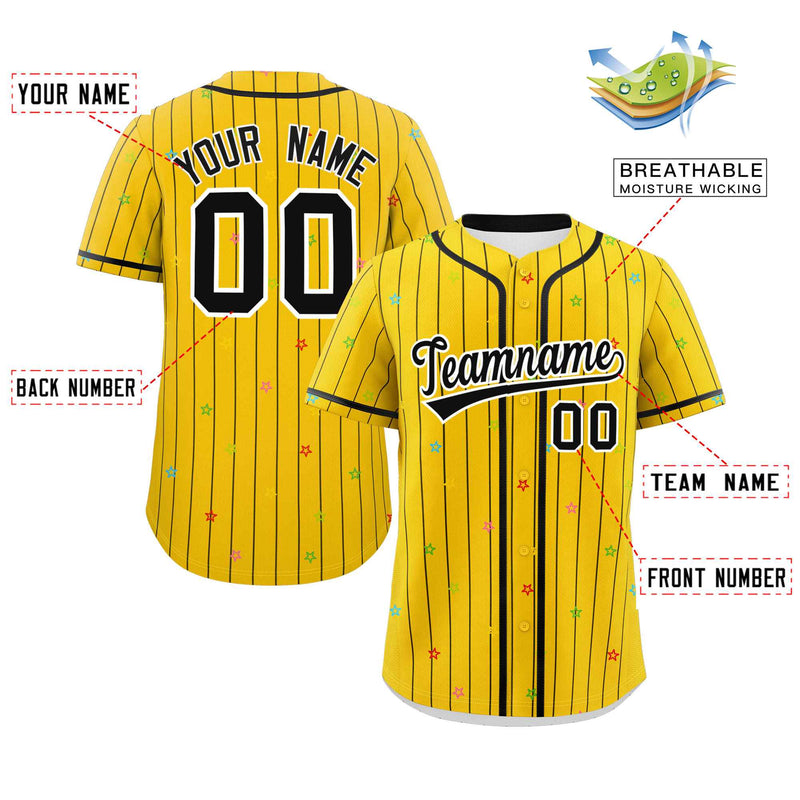 Custom Big Size Stripe Fashion Personalized Star Pattern Authentic Baseball Jersey