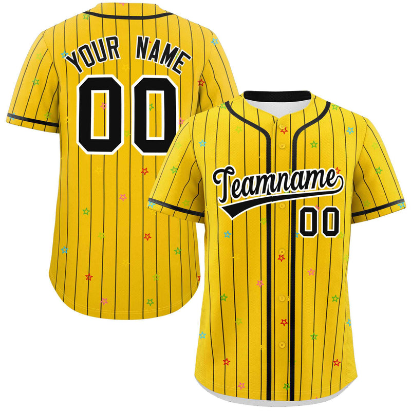 Custom Big Size Stripe Fashion Personalized Star Pattern Authentic Baseball Jersey