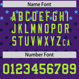 Custom Purple Neon Green-White Raglan Sleeve Personalized Star Print Authentic Baseball Jersey