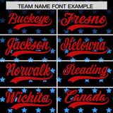 Custom Black Red-White Raglan Sleeve Personalized Star Print Authentic Baseball Jersey