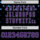 Custom Black Purple-White Raglan Sleeve Personalized Star Print Authentic Baseball Jersey