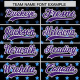 Custom Black Purple-White Raglan Sleeve Personalized Star Print Authentic Baseball Jersey