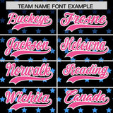 Custom Black Pink-White Raglan Sleeve Personalized Star Print Authentic Baseball Jersey