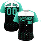 Custom Black Bright Green-White Raglan Sleeve Personalized Star Print Authentic Baseball Jersey
