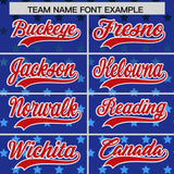 Custom Royal Red-White Raglan Sleeve Personalized Star Print Authentic Baseball Jersey