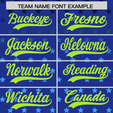 Custom Royal Neon Green-White Raglan Sleeve Personalized Star Print Authentic Baseball Jersey
