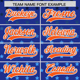 Custom Royal Orange-White Raglan Sleeve Personalized Star Print Authentic Baseball Jersey