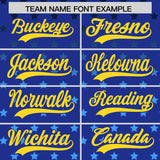 Custom Royal Gold-White Raglan Sleeve Personalized Star Print Authentic Baseball Jersey