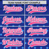 Custom Royal Pink-White Raglan Sleeve Personalized Star Print Authentic Baseball Jersey