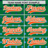 Custom Kelly Green Orange-White Raglan Sleeve Personalized Star Print Authentic Baseball Jersey
