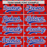 Custom Red Royal-White Raglan Sleeve Personalized Star Print Authentic Baseball Jersey