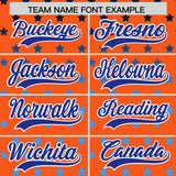 Custom Orange Royal-White Raglan Sleeve Personalized Star Print Authentic Baseball Jersey
