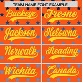 Custom Orange Gold-White Raglan Sleeve Personalized Star Print Authentic Baseball Jersey