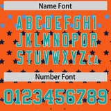 Custom Orange Aqua-White Raglan Sleeve Personalized Star Print Authentic Baseball Jersey
