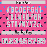 Custom Pink Silver-White Raglan Sleeve Personalized Star Print Authentic Baseball Jersey
